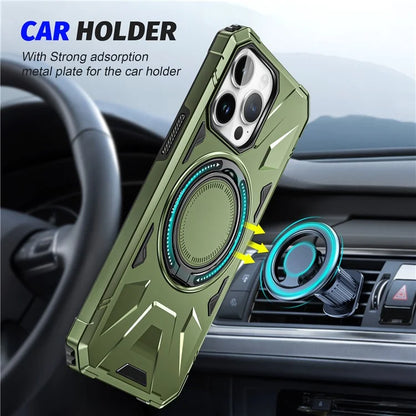 For iPhone 12 Pro Max 6.7 inch Case Magnetic Anti-fall TPU+PC Kickstand Protective Back Shell