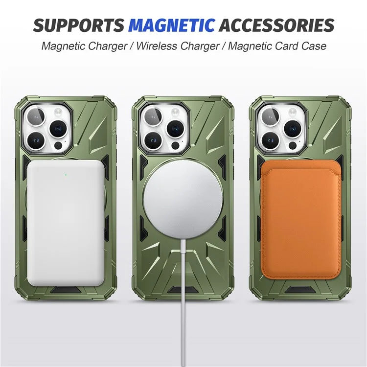 For iPhone 12 Pro Max 6.7 inch Case Magnetic Anti-fall TPU+PC Kickstand Protective Back Shell