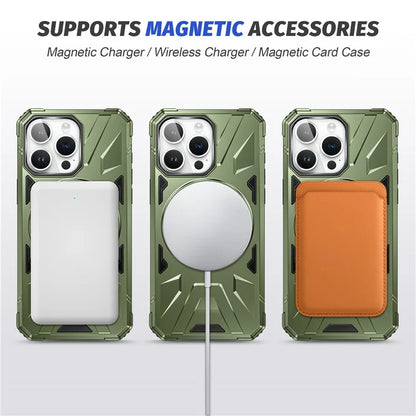 For iPhone 12 Pro Max 6.7 inch Case Magnetic Anti-fall TPU+PC Kickstand Protective Back Shell