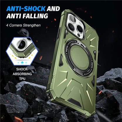 For iPhone 12 Pro Max 6.7 inch Case Magnetic Anti-fall TPU+PC Kickstand Protective Back Shell