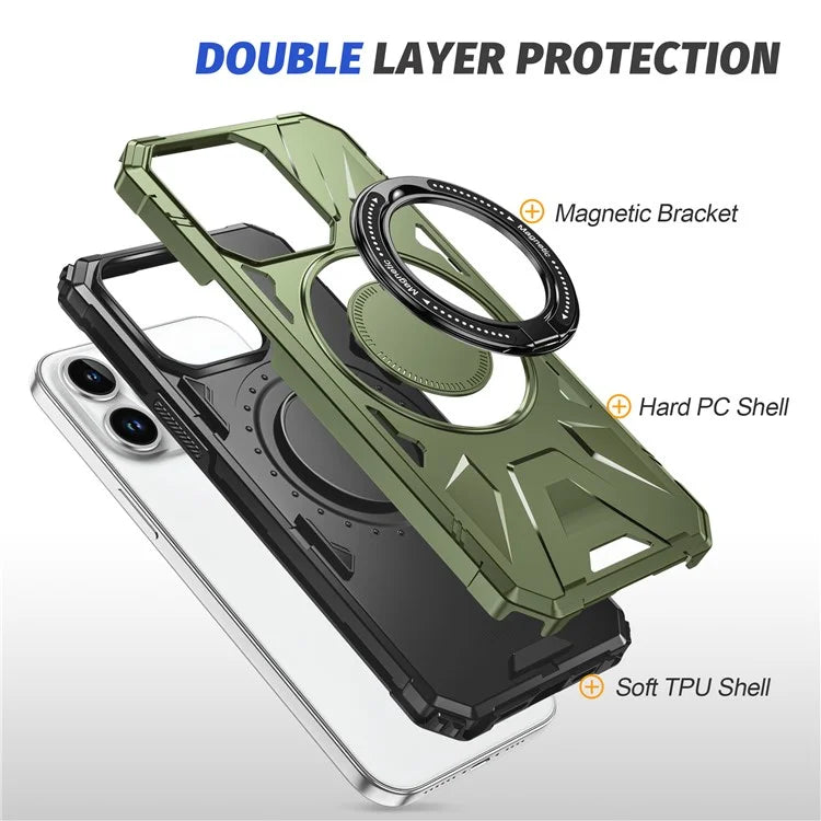 For iPhone 12 Pro Max 6.7 inch Case Magnetic Anti-fall TPU+PC Kickstand Protective Back Shell