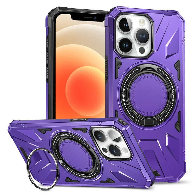For iPhone 12 Pro Max 6.7 inch Case Magnetic Anti-fall TPU+PC Kickstand Protective Back Shell