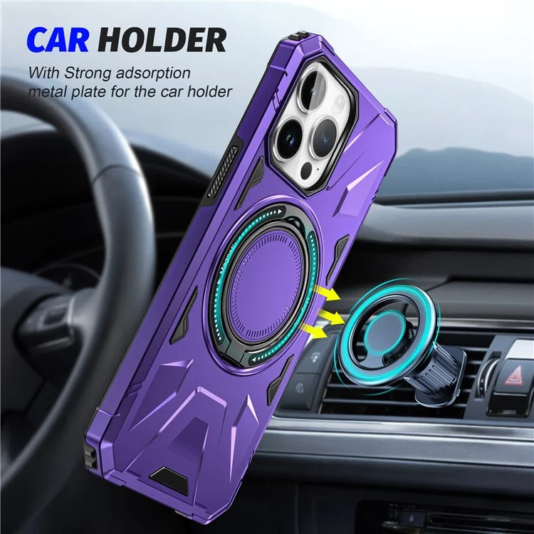 For iPhone 12 Pro Max 6.7 inch Case Magnetic Anti-fall TPU+PC Kickstand Protective Back Shell