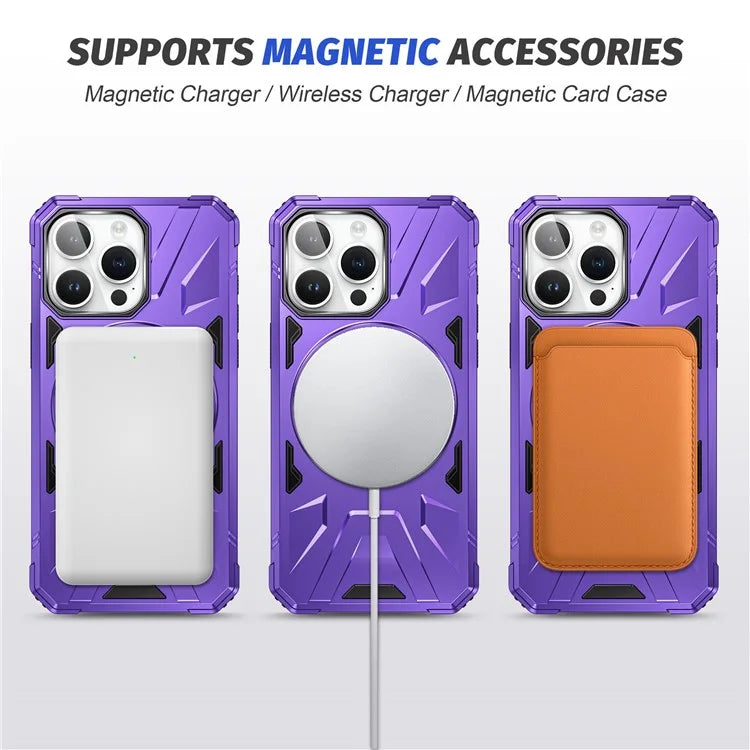 For iPhone 12 Pro Max 6.7 inch Case Magnetic Anti-fall TPU+PC Kickstand Protective Back Shell
