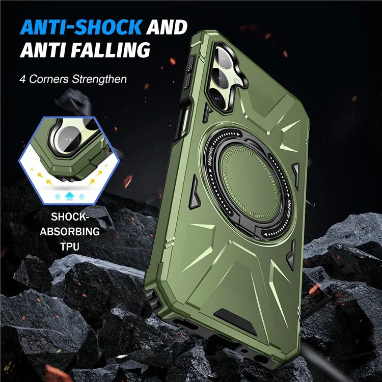 For Samsung Galaxy A14 4G / A14 5G Case Shockproof TPU+PC Phone Back Protector with Rotating Kickstand