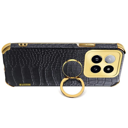 For Xiaomi 14 Pro Case Crocodile Texture Leather+TPU Phone Cover with Ring Kickstand