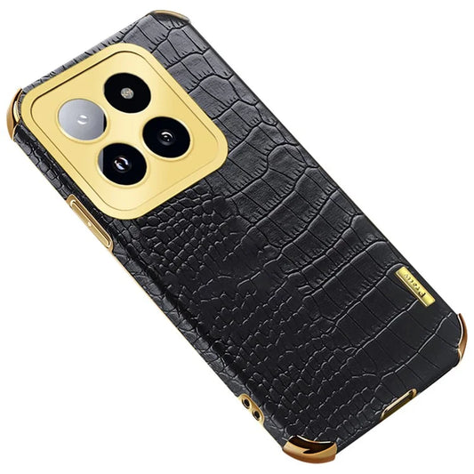 For Xiaomi 14 Pro Case 6D Electroplating Leather+TPU Anti-drop Phone Cover