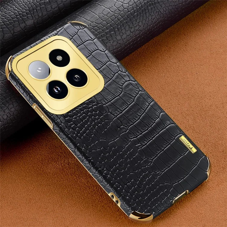 For Xiaomi 14 Pro Case 6D Electroplating Leather+TPU Anti-drop Phone Cover