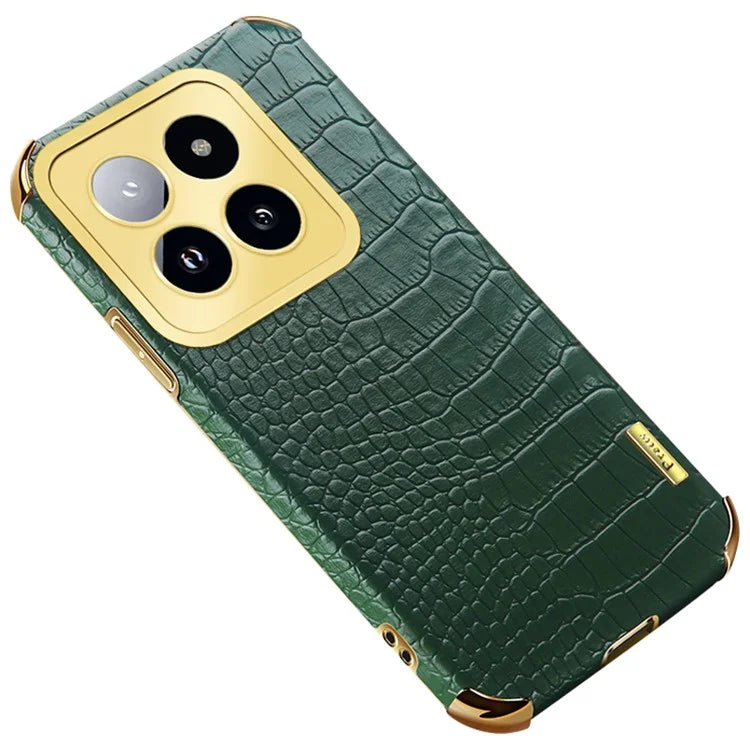 For Xiaomi 14 Pro Case 6D Electroplating Leather+TPU Anti-drop Phone Cover