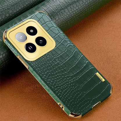 For Xiaomi 14 Pro Case 6D Electroplating Leather+TPU Anti-drop Phone Cover