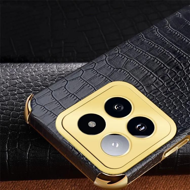 For Xiaomi 14 Pro Case 6D Electroplating Leather+TPU Anti-drop Phone Cover