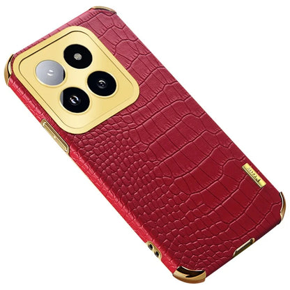 For Xiaomi 14 Pro Case 6D Electroplating Leather+TPU Anti-drop Phone Cover