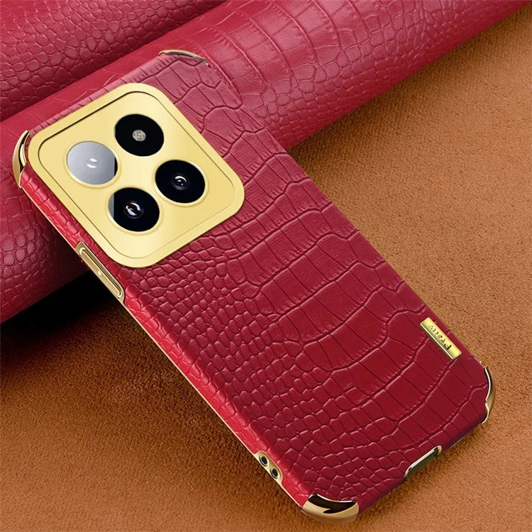 For Xiaomi 14 Pro Case 6D Electroplating Leather+TPU Anti-drop Phone Cover