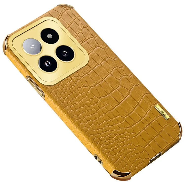 For Xiaomi 14 Pro Case 6D Electroplating Leather+TPU Anti-drop Phone Cover