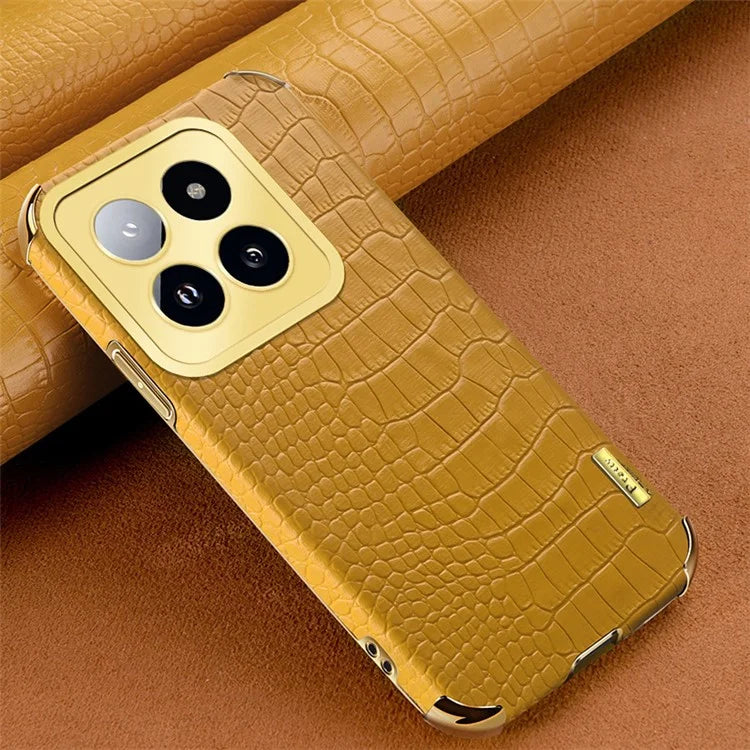 For Xiaomi 14 Pro Case 6D Electroplating Leather+TPU Anti-drop Phone Cover