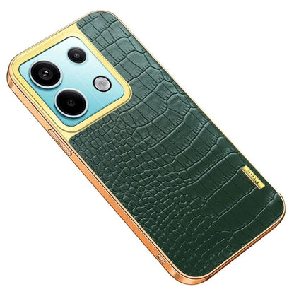 For Xiaomi Redmi Note 13 Pro 5G / Poco X6 5G Case Leather+TPU Crocodile Texture Anti-drop Phone Protector