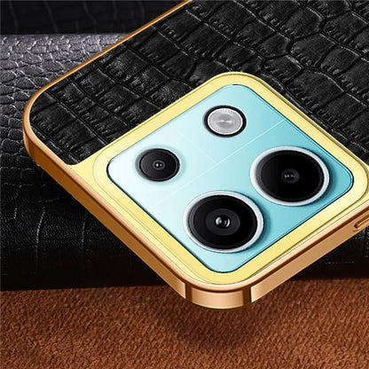 For Xiaomi Redmi Note 13 Pro 5G / Poco X6 5G Case Leather+TPU Crocodile Texture Anti-drop Phone Protector
