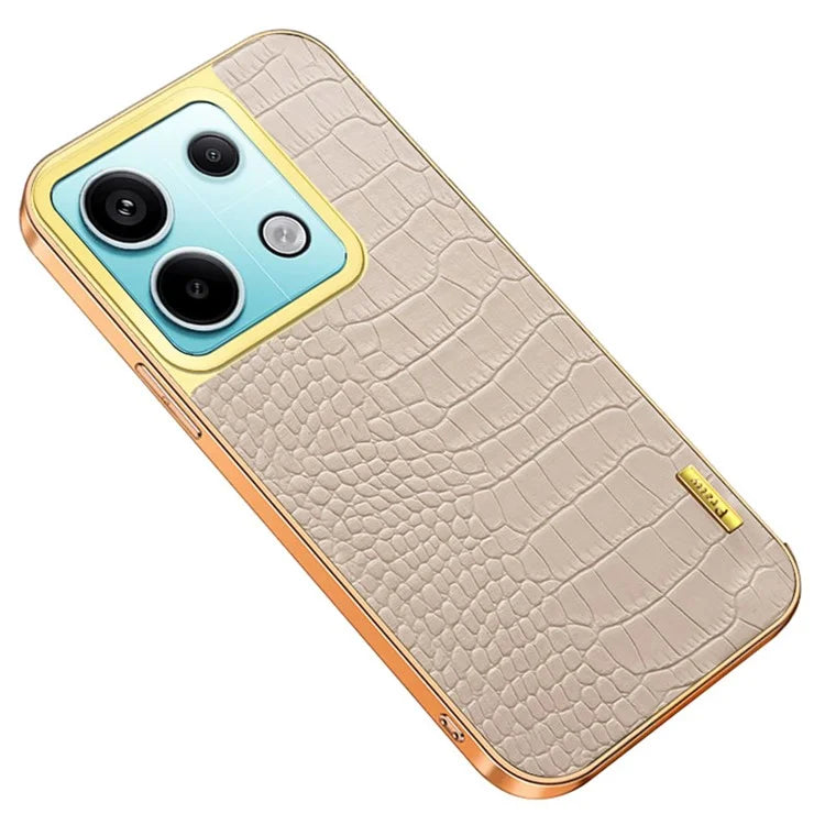 For Xiaomi Redmi Note 13 Pro 5G / Poco X6 5G Case Leather+TPU Crocodile Texture Anti-drop Phone Protector