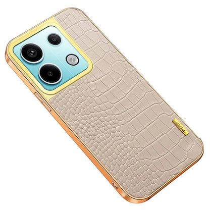 For Xiaomi Redmi Note 13 Pro 5G / Poco X6 5G Case Leather+TPU Crocodile Texture Anti-drop Phone Protector