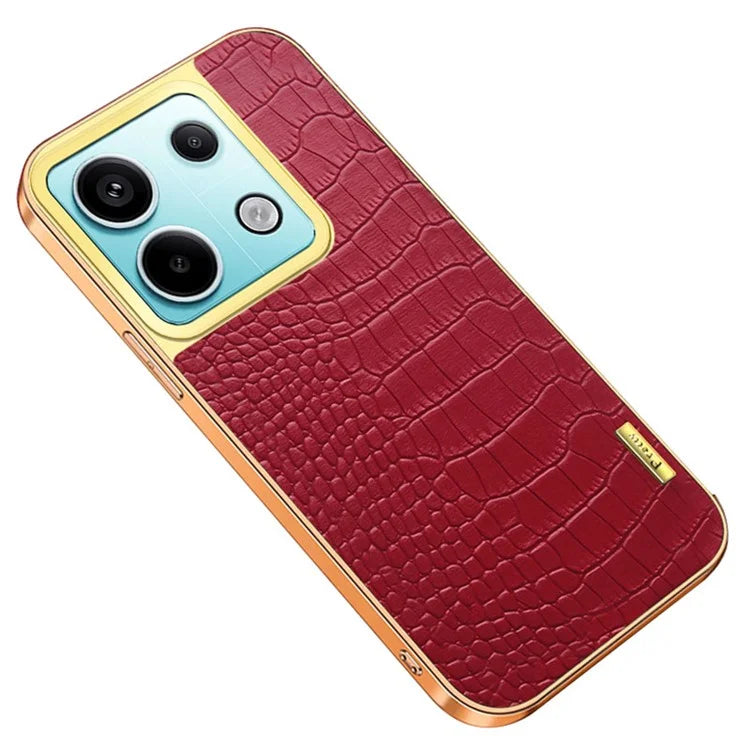 For Xiaomi Redmi Note 13 Pro 5G / Poco X6 5G Case Leather+TPU Crocodile Texture Anti-drop Phone Protector