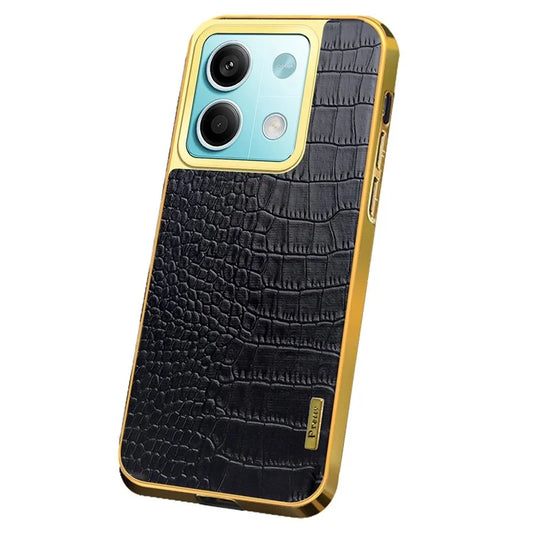 For Xiaomi Redmi Note 13 5G Case Crocodile Texture Leather+TPU Phone Back Shell Cover