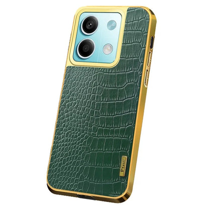 For Xiaomi Redmi Note 13 5G Case Crocodile Texture Leather+TPU Phone Back Shell Cover