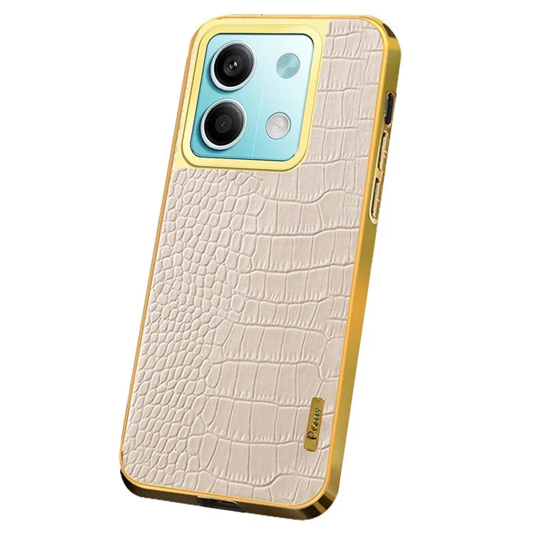 For Xiaomi Redmi Note 13 5G Case Crocodile Texture Leather+TPU Phone Back Shell Cover