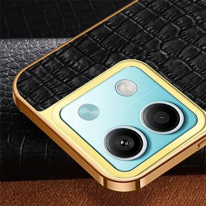 For Xiaomi Redmi Note 13 5G Case Crocodile Texture Leather+TPU Phone Back Shell Cover