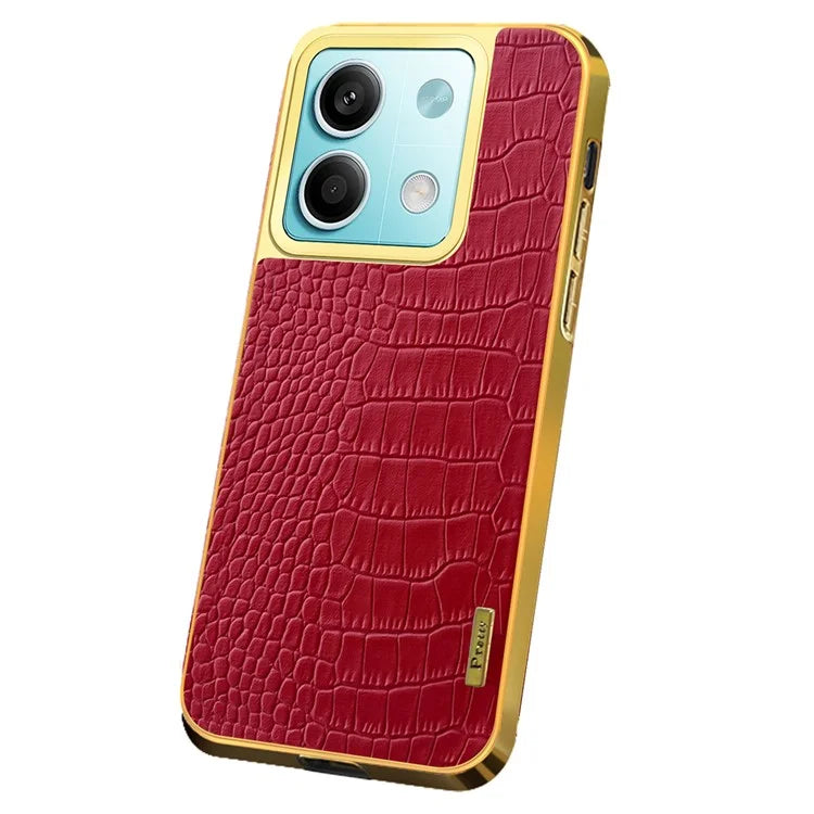 For Xiaomi Redmi Note 13 5G Case Crocodile Texture Leather+TPU Phone Back Shell Cover