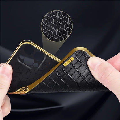 For Xiaomi Redmi Note 13 Pro+ 5G Case Leather+TPU Crocodile Texture Ring Kickstand Phone Back Shell