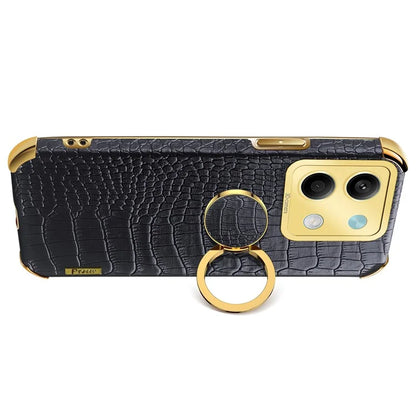 For Xiaomi Redmi Note 13 5G Case Crocodile Texture Leather+TPU Phone Shell Protector with Ring Kickstand
