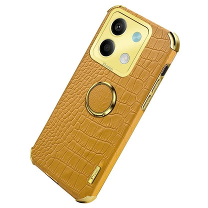 For Xiaomi Redmi Note 13 5G Case Crocodile Texture Leather+TPU Phone Shell Protector with Ring Kickstand