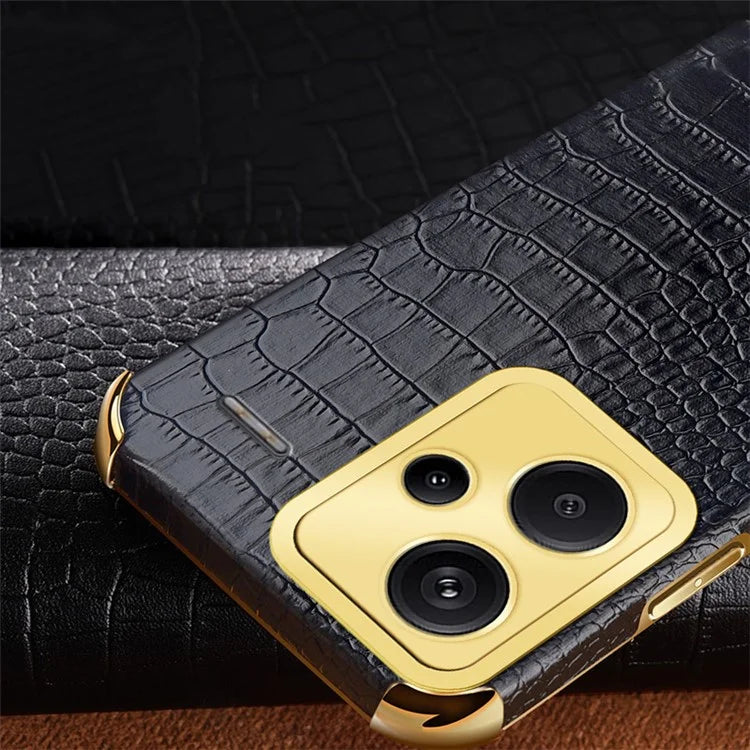 For Xiaomi Redmi Note 13 Pro+ 5G Case Crocodile Texture Electroplating Phone Cover
