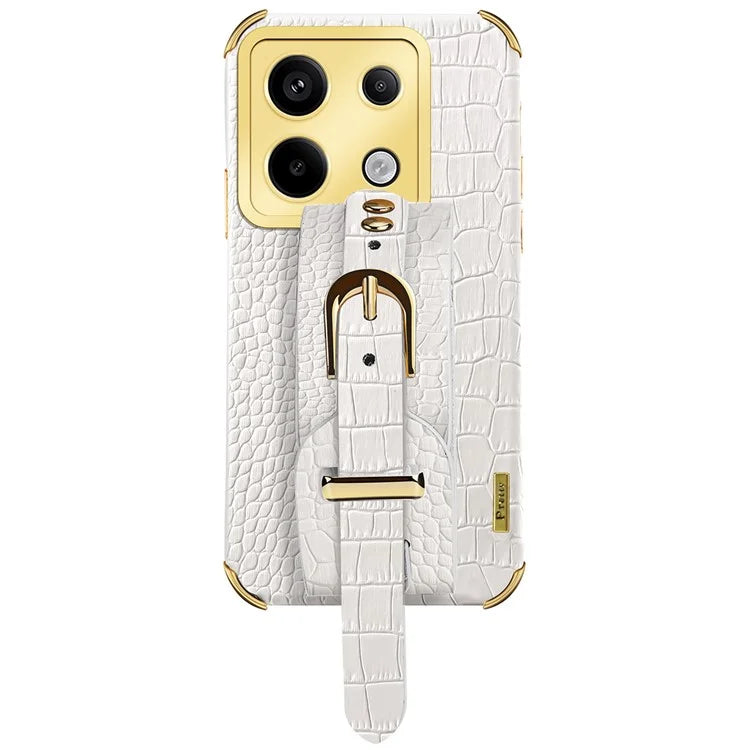 For Xiaomi Redmi Note 13 Pro 5G / Poco X6 5G Case PU Leather+TPU Wristband Phone Cover