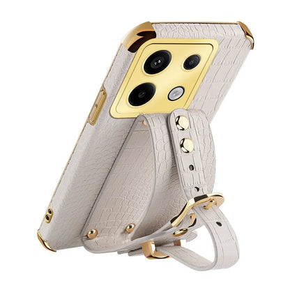 For Xiaomi Redmi Note 13 Pro 5G / Poco X6 5G Case PU Leather+TPU Wristband Phone Cover