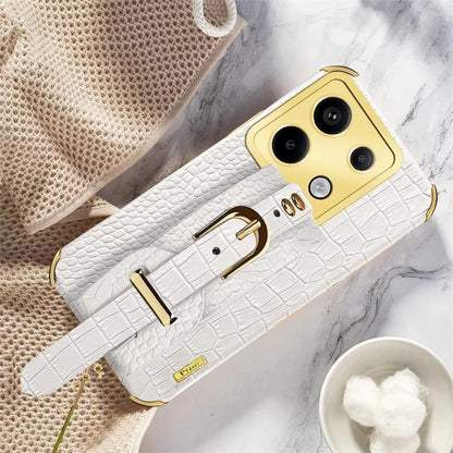 For Xiaomi Redmi Note 13 Pro 5G / Poco X6 5G Case PU Leather+TPU Wristband Phone Cover