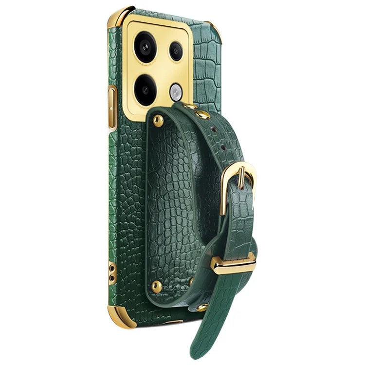 For Xiaomi Redmi Note 13 Pro 5G / Poco X6 5G Case PU Leather+TPU Wristband Phone Cover