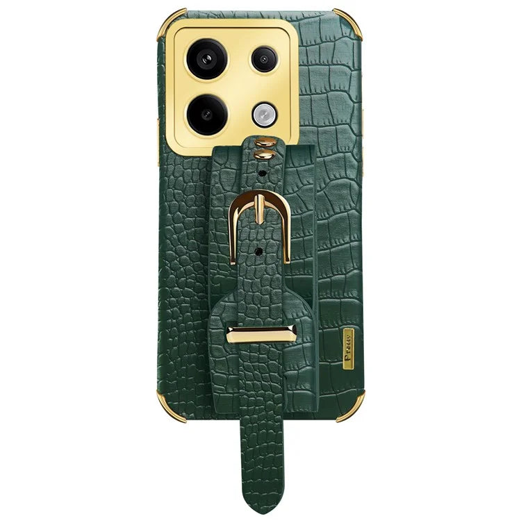 For Xiaomi Redmi Note 13 Pro 5G / Poco X6 5G Case PU Leather+TPU Wristband Phone Cover