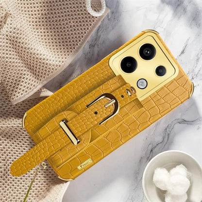 For Xiaomi Redmi Note 13 Pro 5G / Poco X6 5G Case PU Leather+TPU Wristband Phone Cover