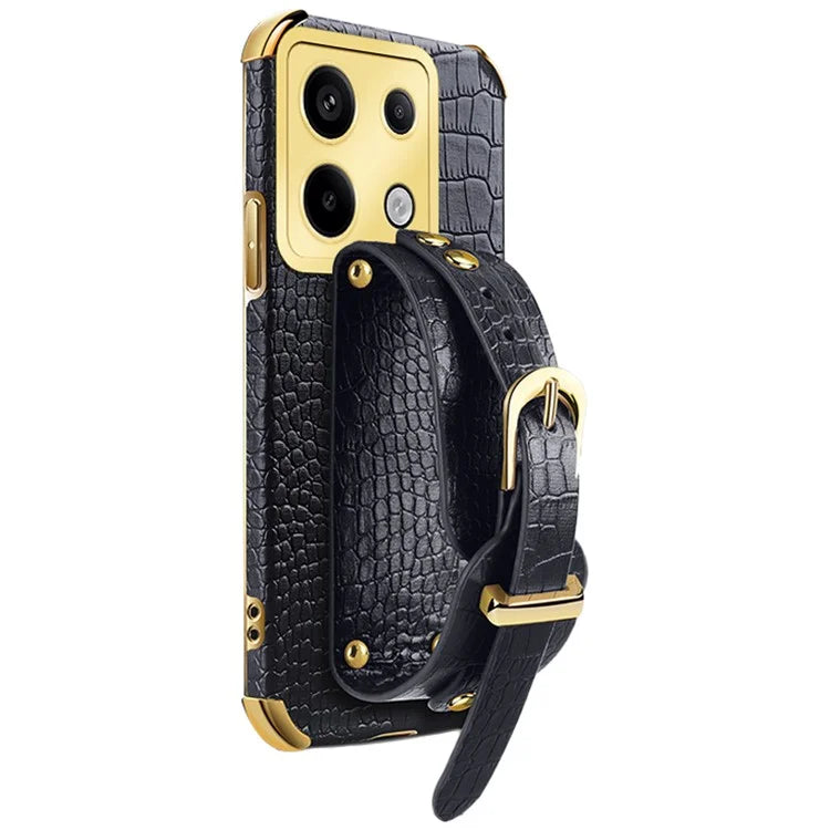 For Xiaomi Redmi Note 13 Pro 5G / Poco X6 5G Case PU Leather+TPU Wristband Phone Cover
