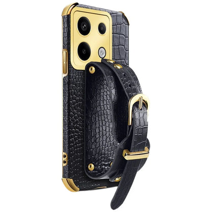 For Xiaomi Redmi Note 13 Pro 5G / Poco X6 5G Case PU Leather+TPU Wristband Phone Cover