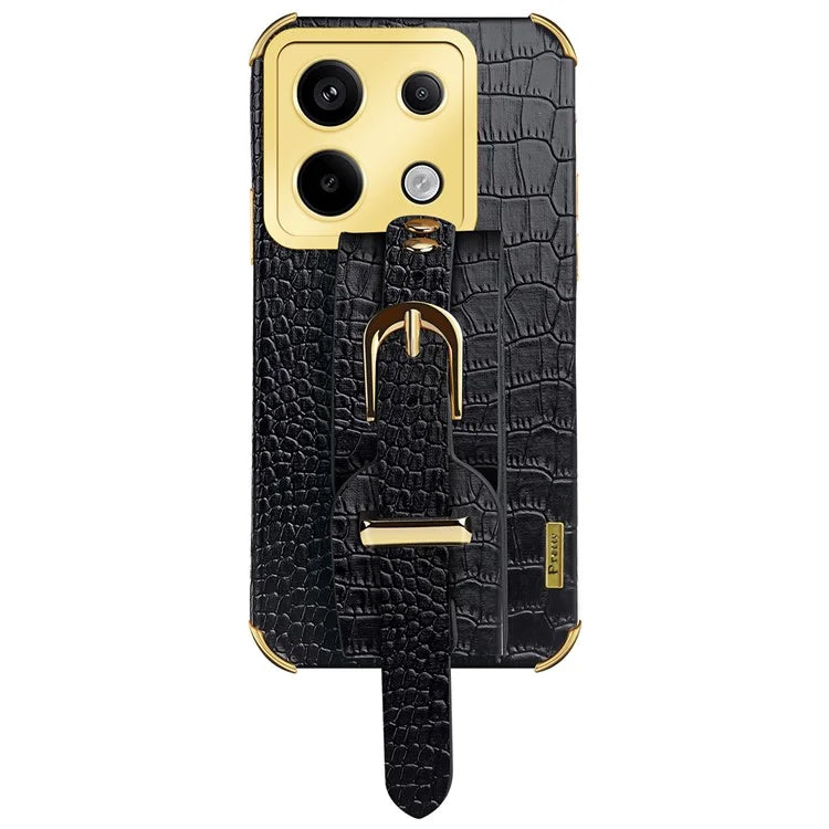 For Xiaomi Redmi Note 13 Pro 5G / Poco X6 5G Case PU Leather+TPU Wristband Phone Cover