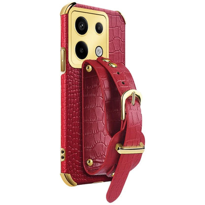 For Xiaomi Redmi Note 13 Pro 5G / Poco X6 5G Case PU Leather+TPU Wristband Phone Cover