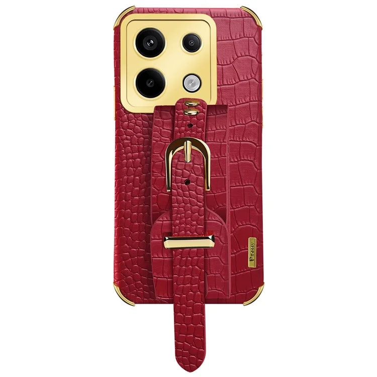 For Xiaomi Redmi Note 13 Pro 5G / Poco X6 5G Case PU Leather+TPU Wristband Phone Cover