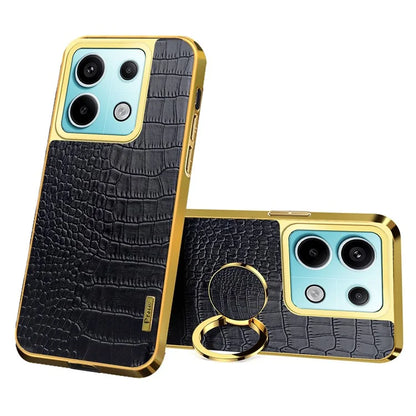 For Xiaomi Redmi Note 13 Pro 5G / Poco X6 5G Case Crocodile Texture Leather+TPU Ring Kickstand Phone Cover