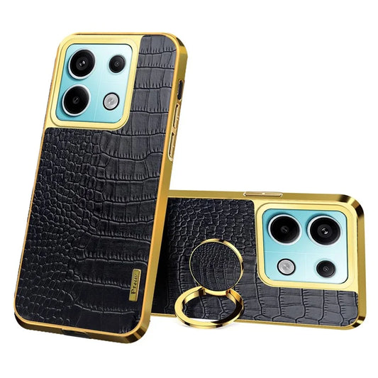 For Xiaomi Redmi Note 13 Pro 5G / Poco X6 5G Case Crocodile Texture Leather+TPU Ring Kickstand Phone Cover
