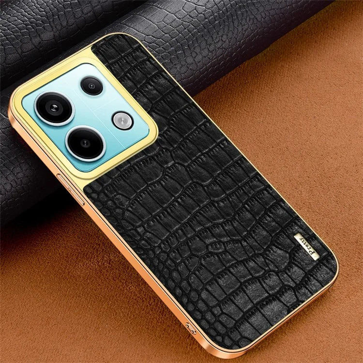 For Xiaomi Redmi Note 13 Pro 5G / Poco X6 5G Case Crocodile Texture Leather+TPU Ring Kickstand Phone Cover