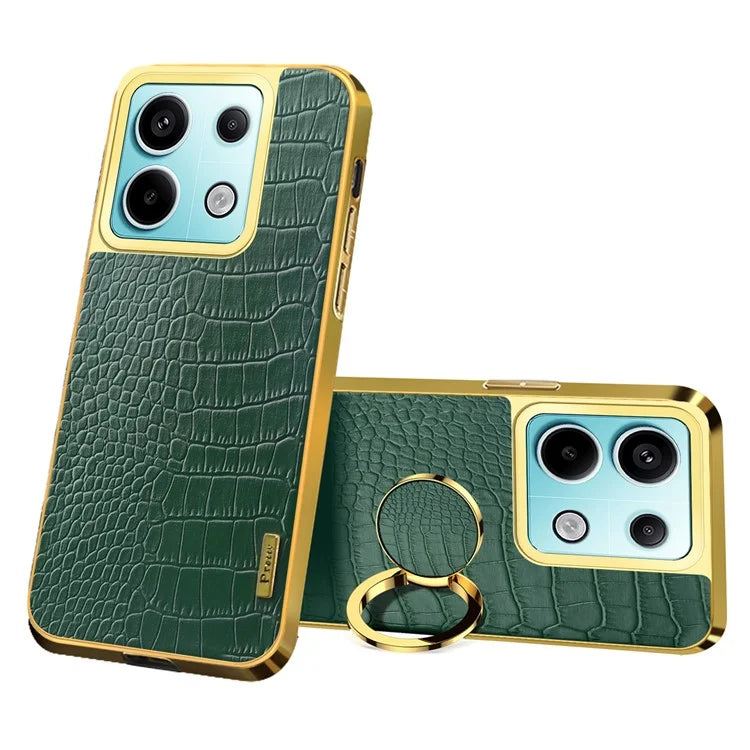 For Xiaomi Redmi Note 13 Pro 5G / Poco X6 5G Case Crocodile Texture Leather+TPU Ring Kickstand Phone Cover