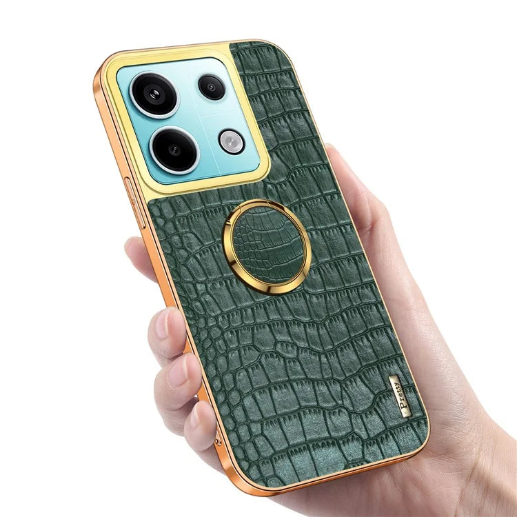 For Xiaomi Redmi Note 13 Pro 5G / Poco X6 5G Case Crocodile Texture Leather+TPU Ring Kickstand Phone Cover