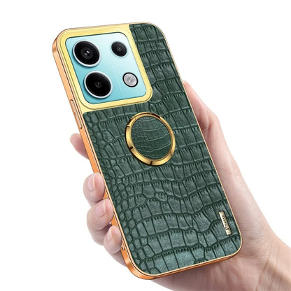 For Xiaomi Redmi Note 13 Pro 5G / Poco X6 5G Case Crocodile Texture Leather+TPU Ring Kickstand Phone Cover